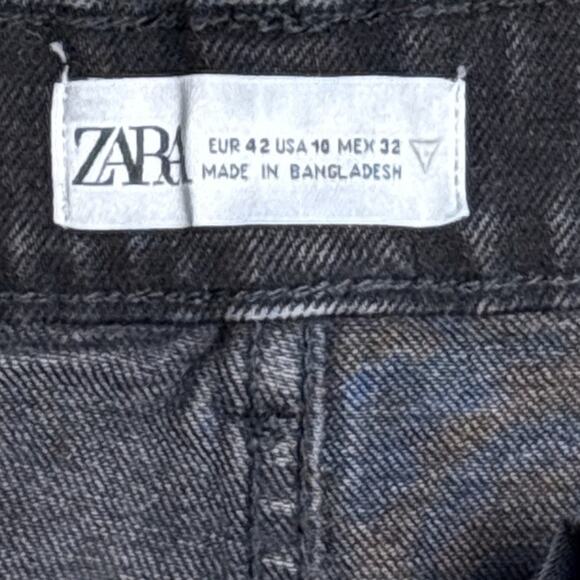 Zara Distressed Frayed Hem High Rise‎ Cut-off Denim Shorts Black Size 10 - Picture 6 of 6